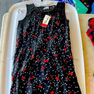 Black with cherries short sleeve kids size XL dress